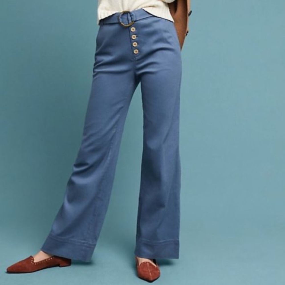 Anthropologie Cassidy Pant - size 10 - wide leg, blue